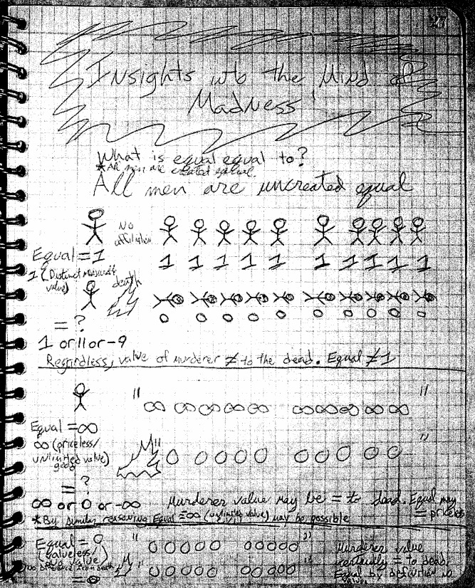 From the beginning of James Holmes notebook, via The Denver Post